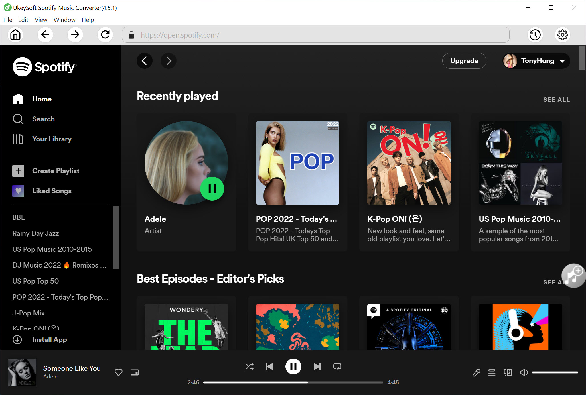 browse Spotify playlist