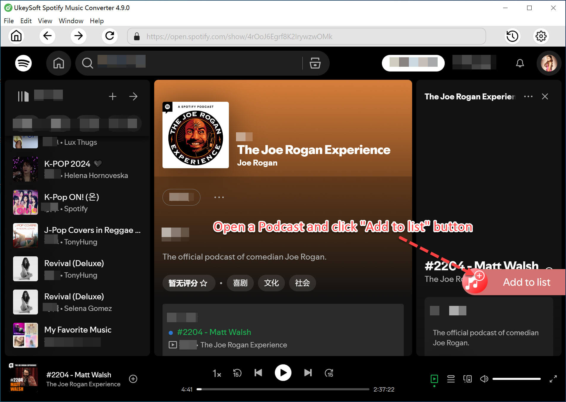 add Spotify podcasts