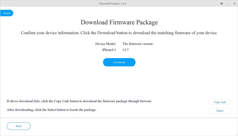 confirm device firmware package