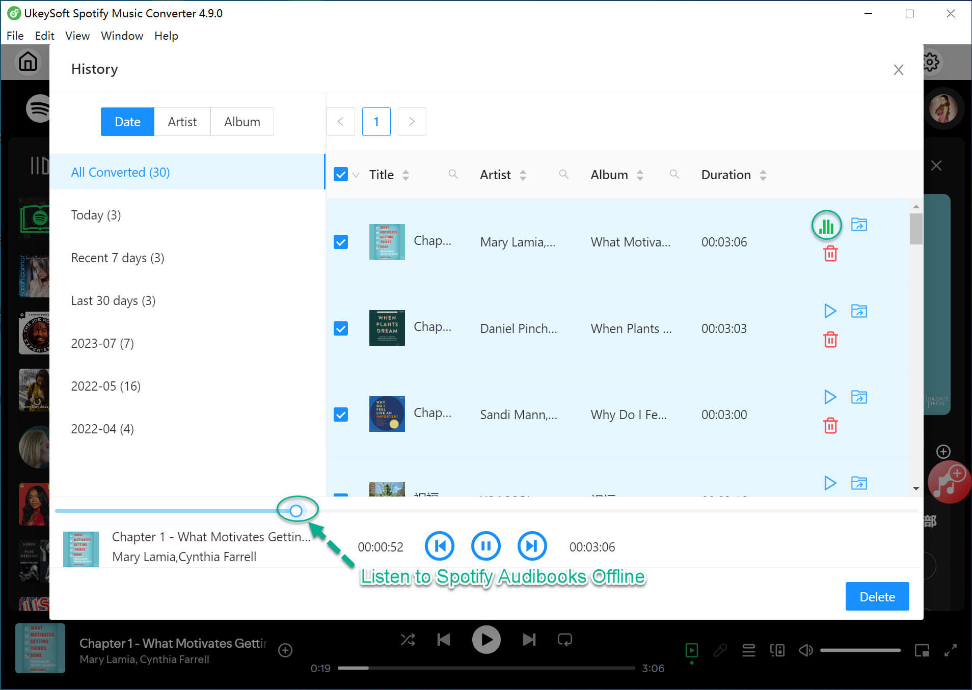 play Spotify audiobooks offline