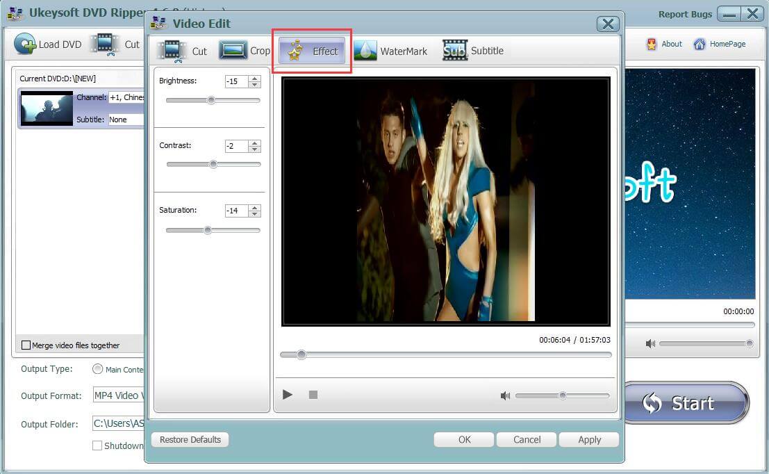 add effect before ripping dvd to mp4