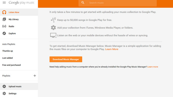 click on download music manager