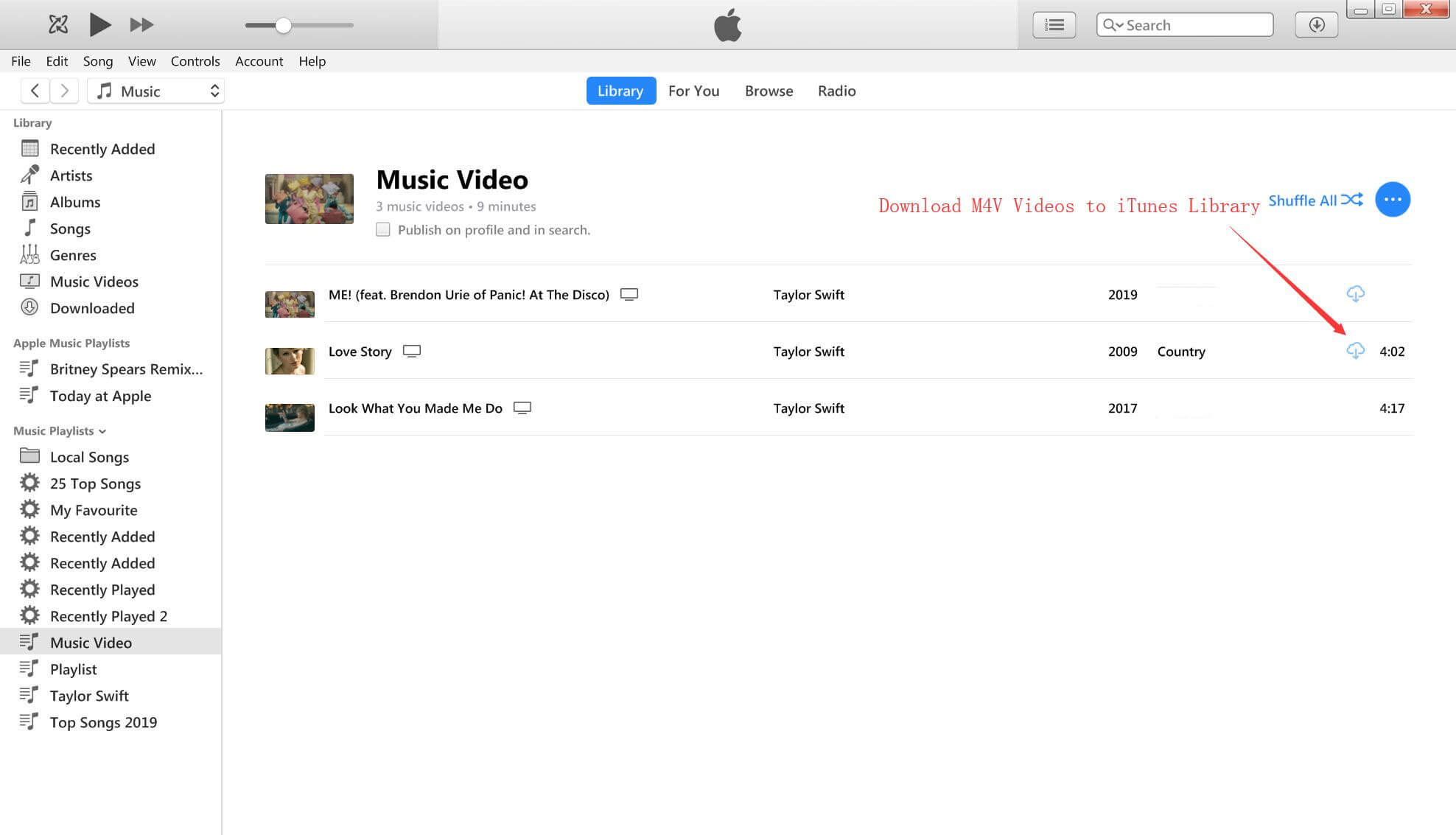 download m4v music video to itunes library