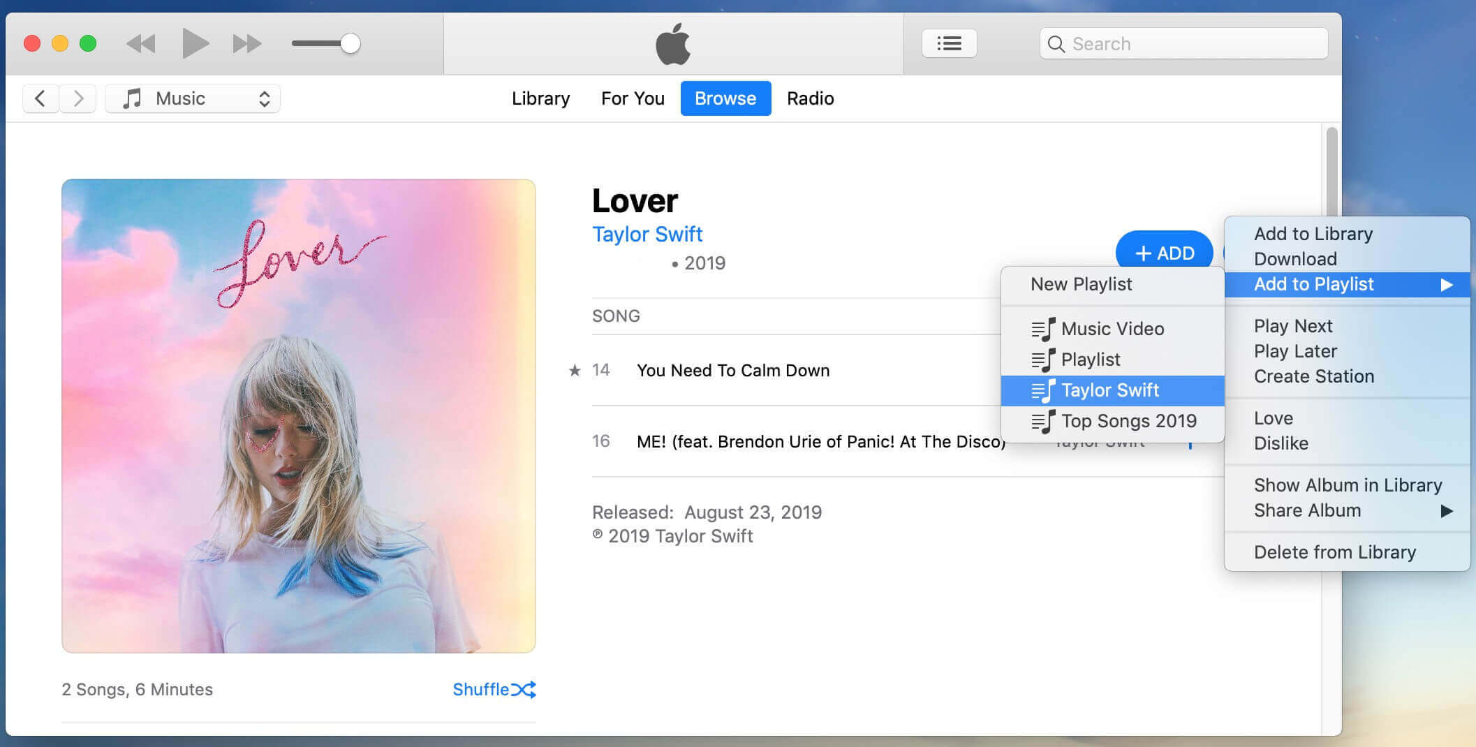 add Taylor Swift albums to iTunes library