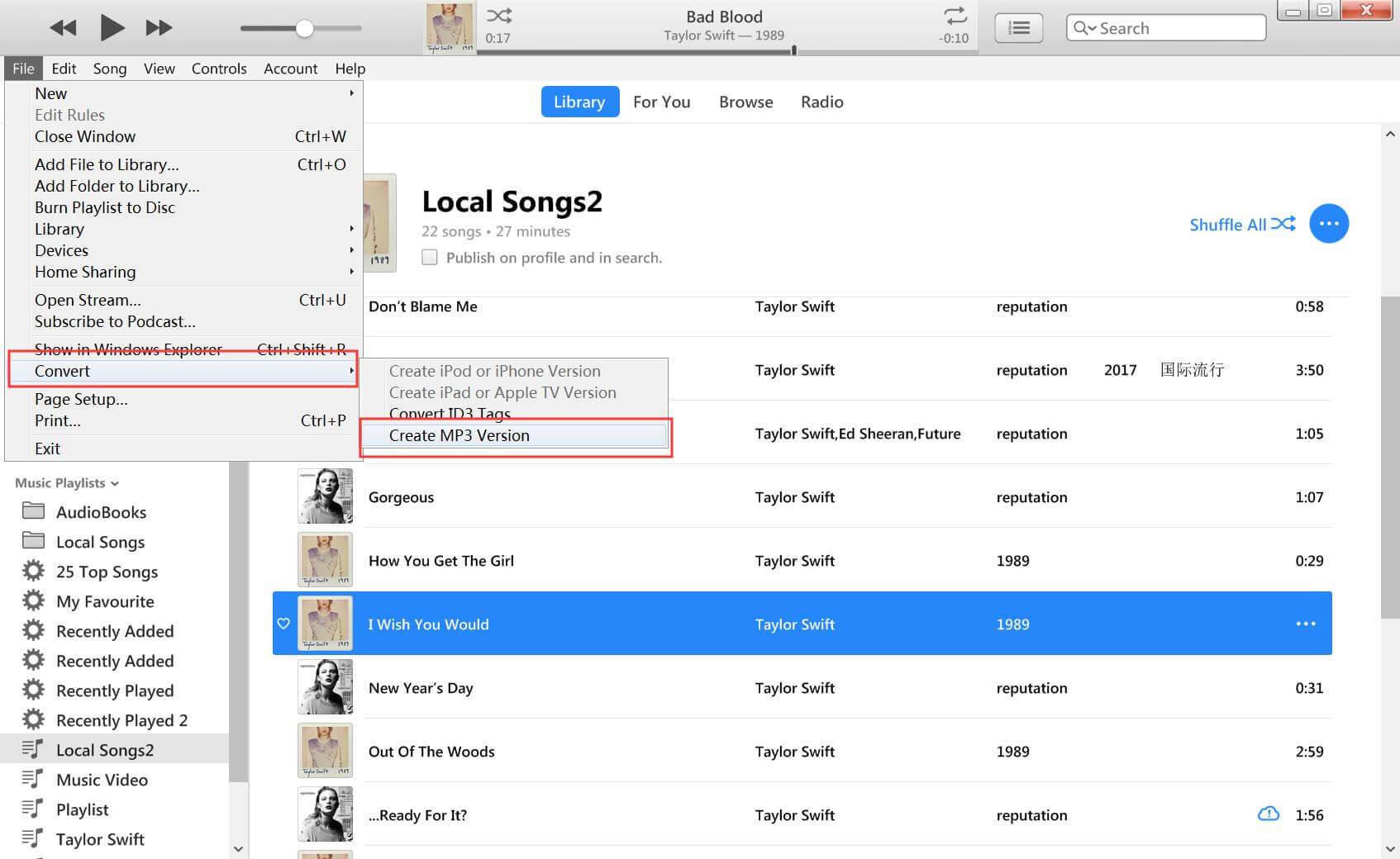 convert songs from mpeg to mp3 in itunes 10