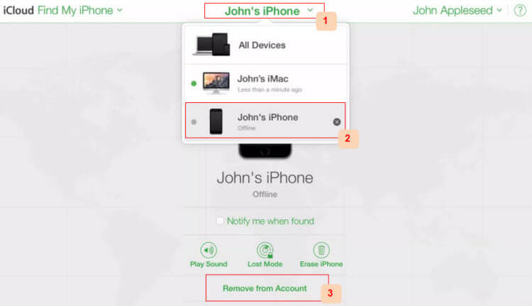 remove iPhone device from iCloud