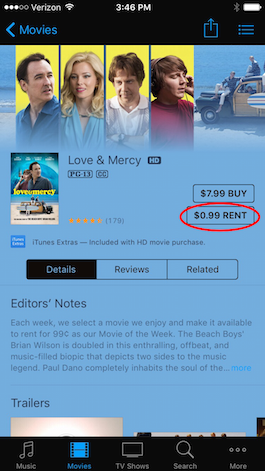 Rent Movies from iTunes Store