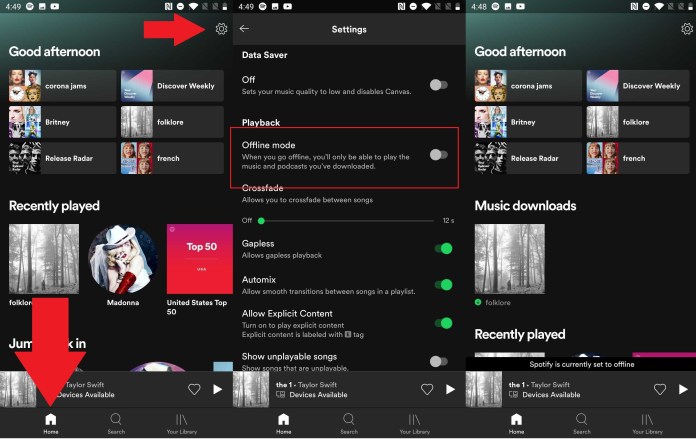 enable spotify offline mode on android