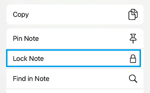 lock note option iphone
