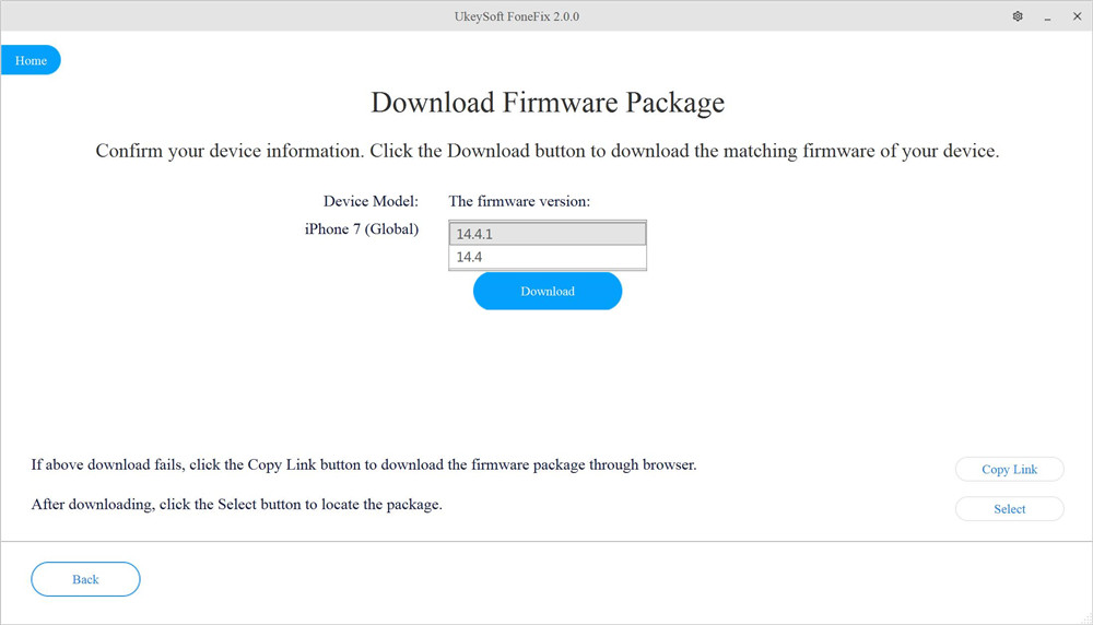 ios firmware package select