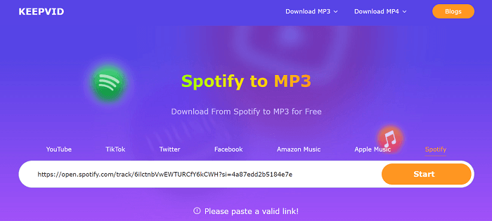 KeepVid spotify to mp3 converter