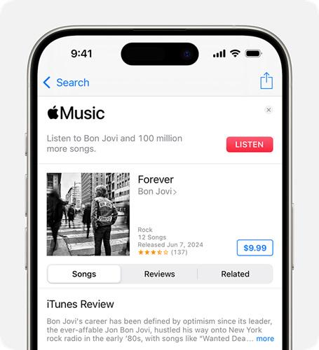 buy music in apple music app