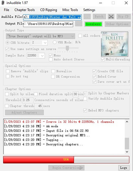 convert Audible to mp3 via inAudible