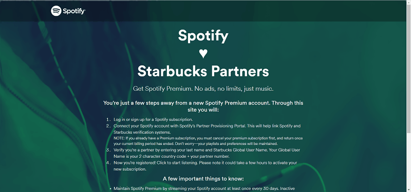 get Spotify Premium free with Starbucks