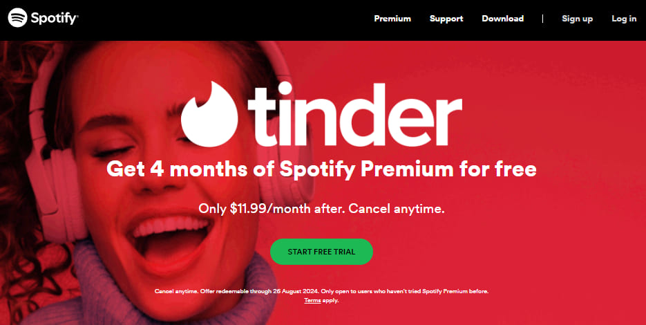 get Spotify Premium free via Tinder