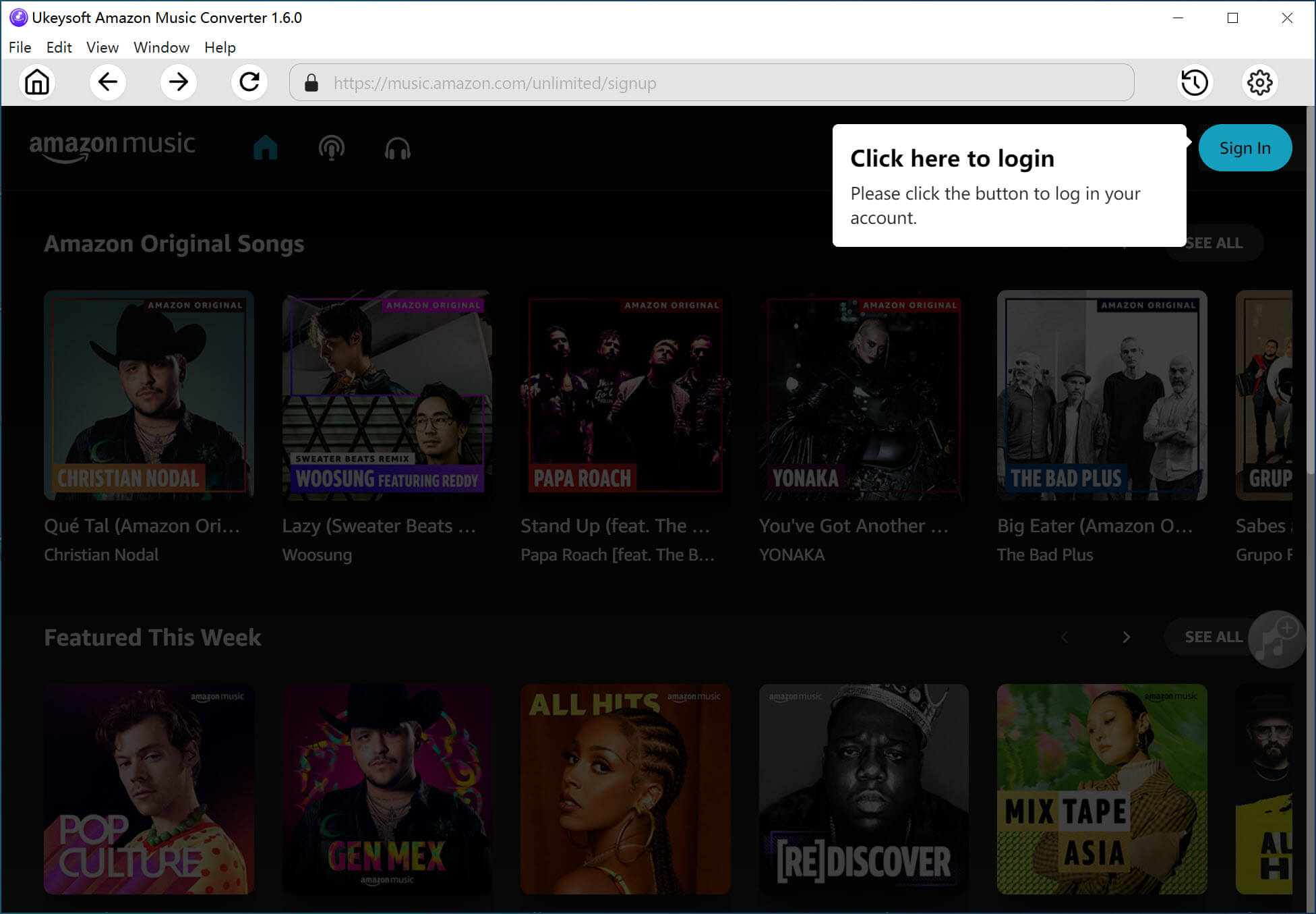 login Amazon Music account