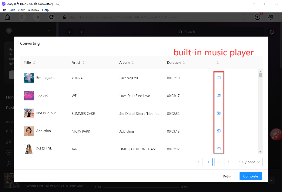 get output tidal hifi music