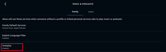 enable Autoplay on Alexa app