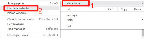 create shortcut in Chrome