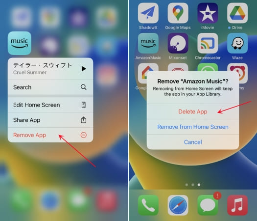 delete Amazon Music app on iOS