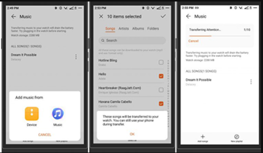 add music from phone to Huawei watch