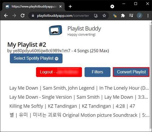 transfer Spotify to YouTube Music via Playlist Buddy