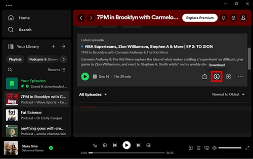 download spotify podcasts to desktop