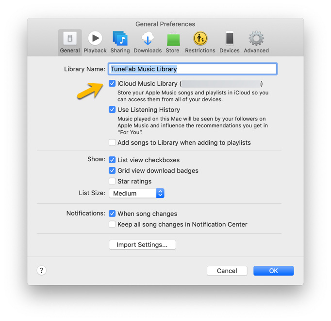 enable icloud music library in itunes