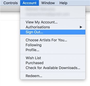 sign out apple music mac