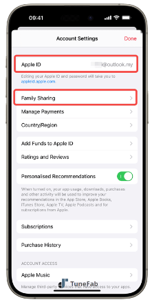 Apple Music account settings