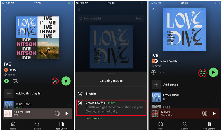 enable Spotify Smart Shuffle on mobile