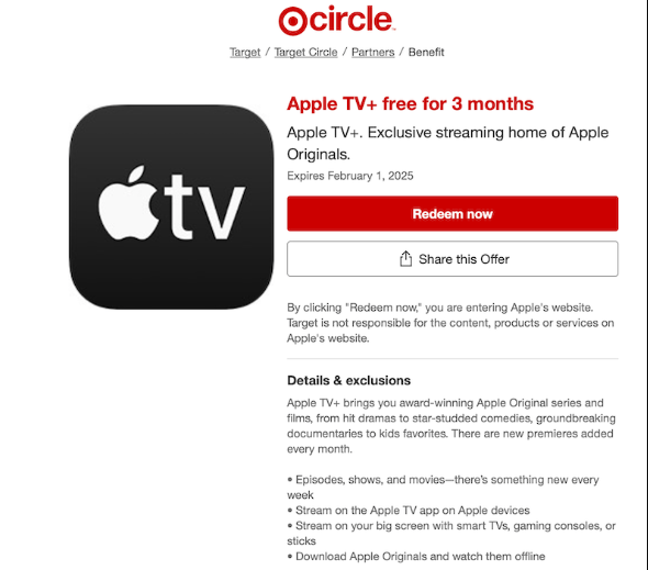 use Target Circle to get free Apple TV+