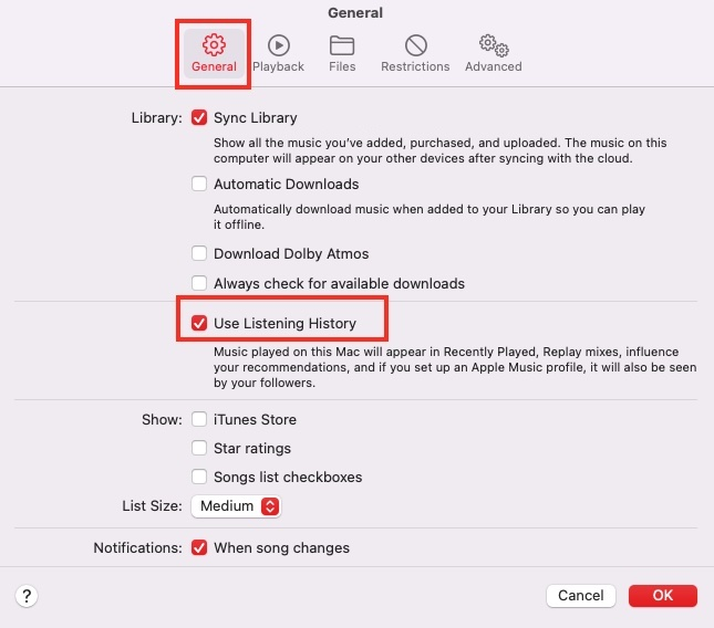 Use Listening History on Mac