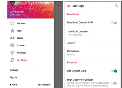 use cellular data to download apple music