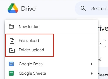 upload music to google drive