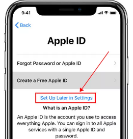 set up apple id later
