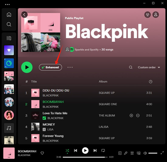 turn off Spotify enhance on desktop