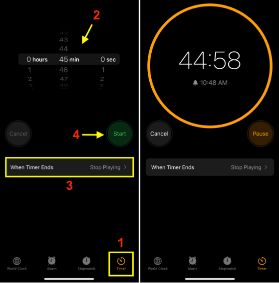 set Clock app on iPhone