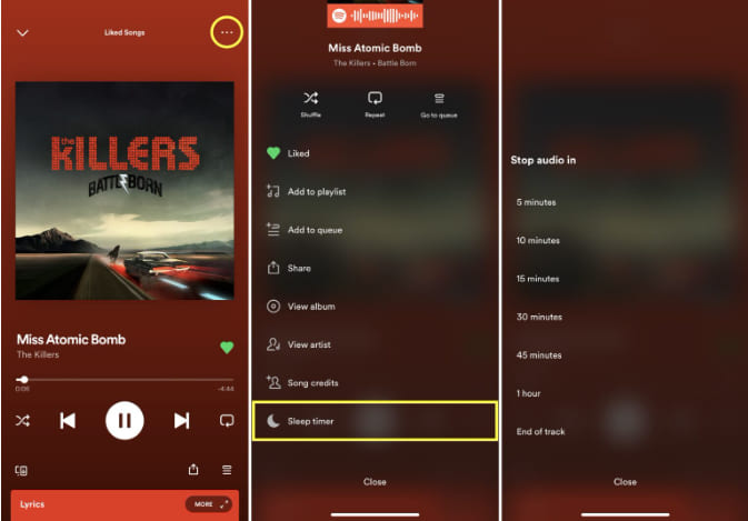 set Sleep Timer for Music on Spotify iPhone