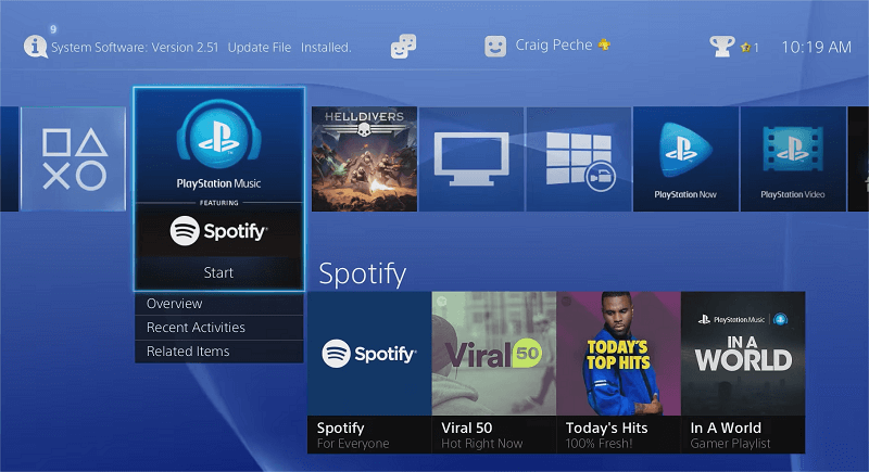 spotify app on ps4 ps5